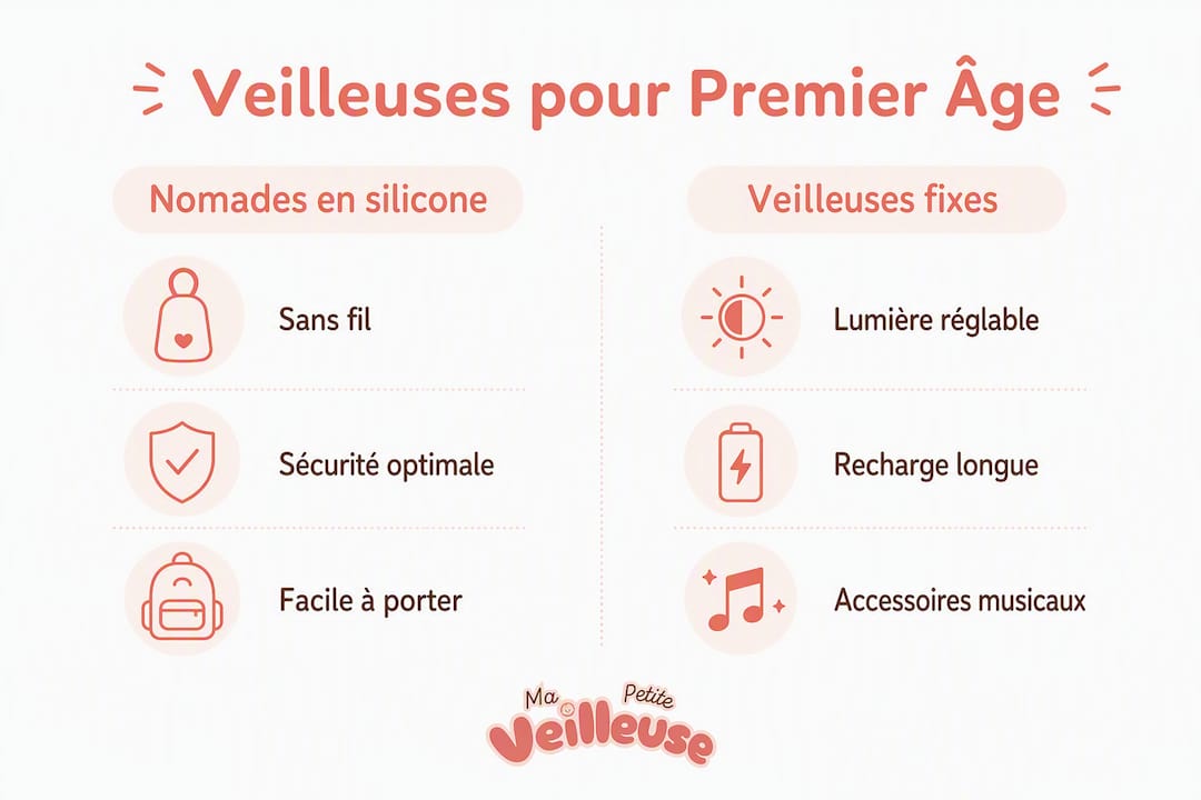 Infographie : tour d’horizon des différents modèles de veilleuses pour bébés