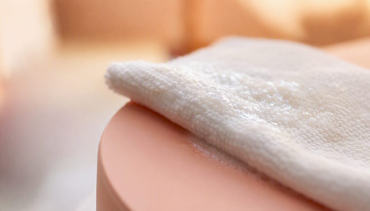Pour nettoyer une surface en silicone, utilisez un chiffon en microfibre légèrement humidifié, saupoudré de bicarbonate de soude pour éliminer les traces et redonner de l’éclat.