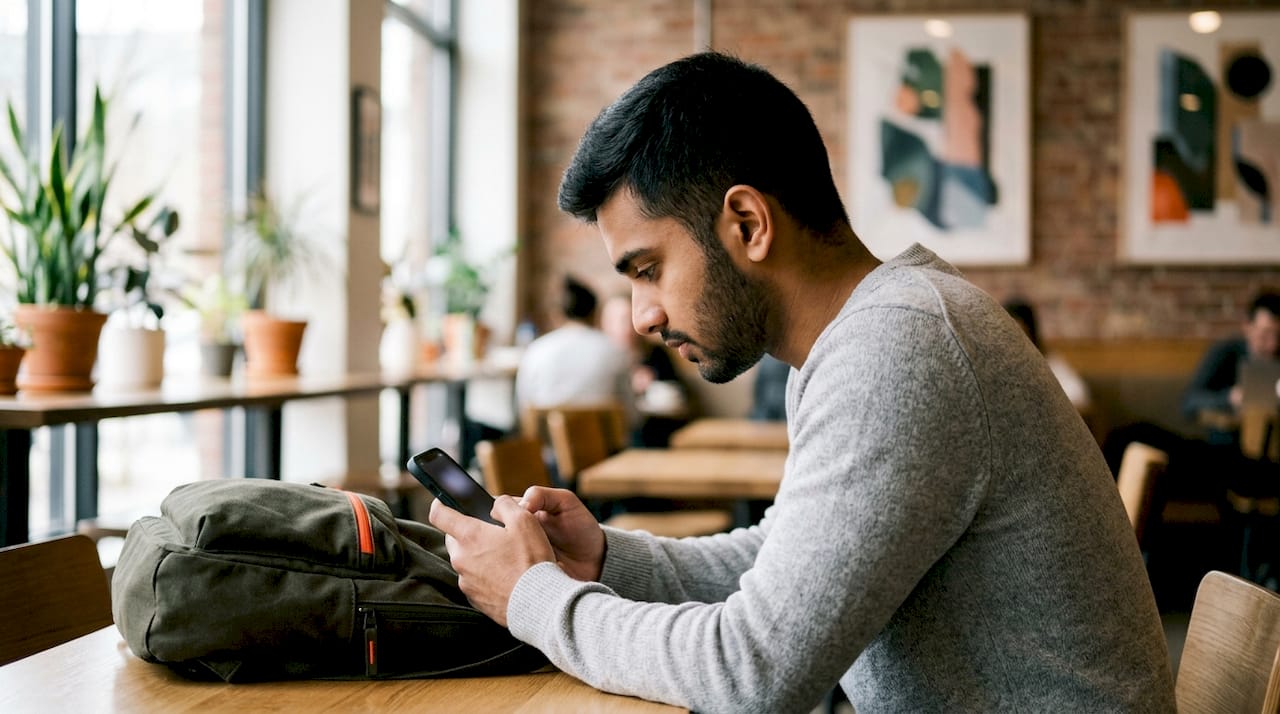 Man checking Global Entry portal on phone