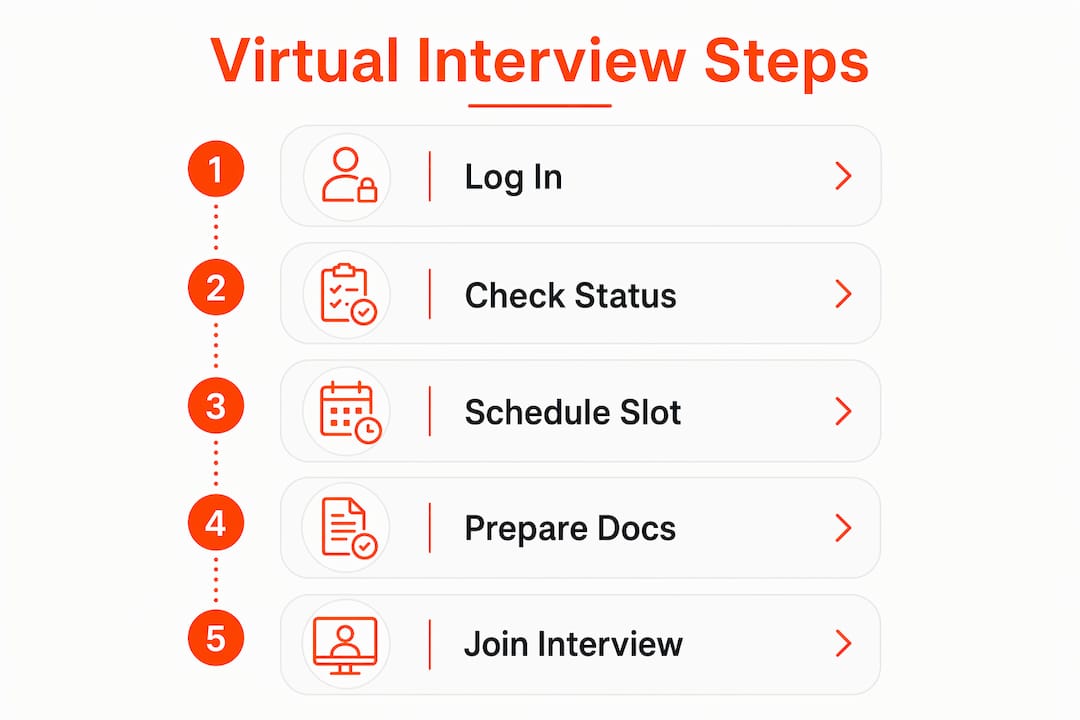 Infographic showing step-by-step virtual interview scheduling