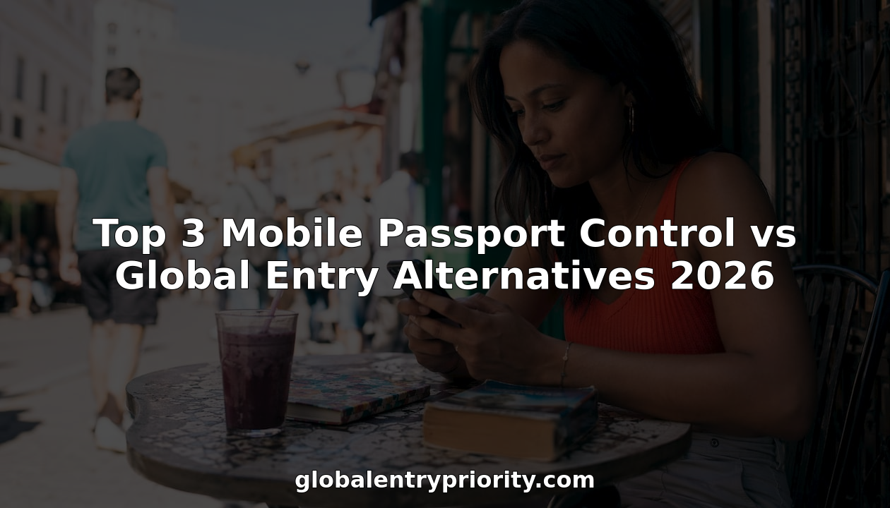 Woman using mobile passport control app at café