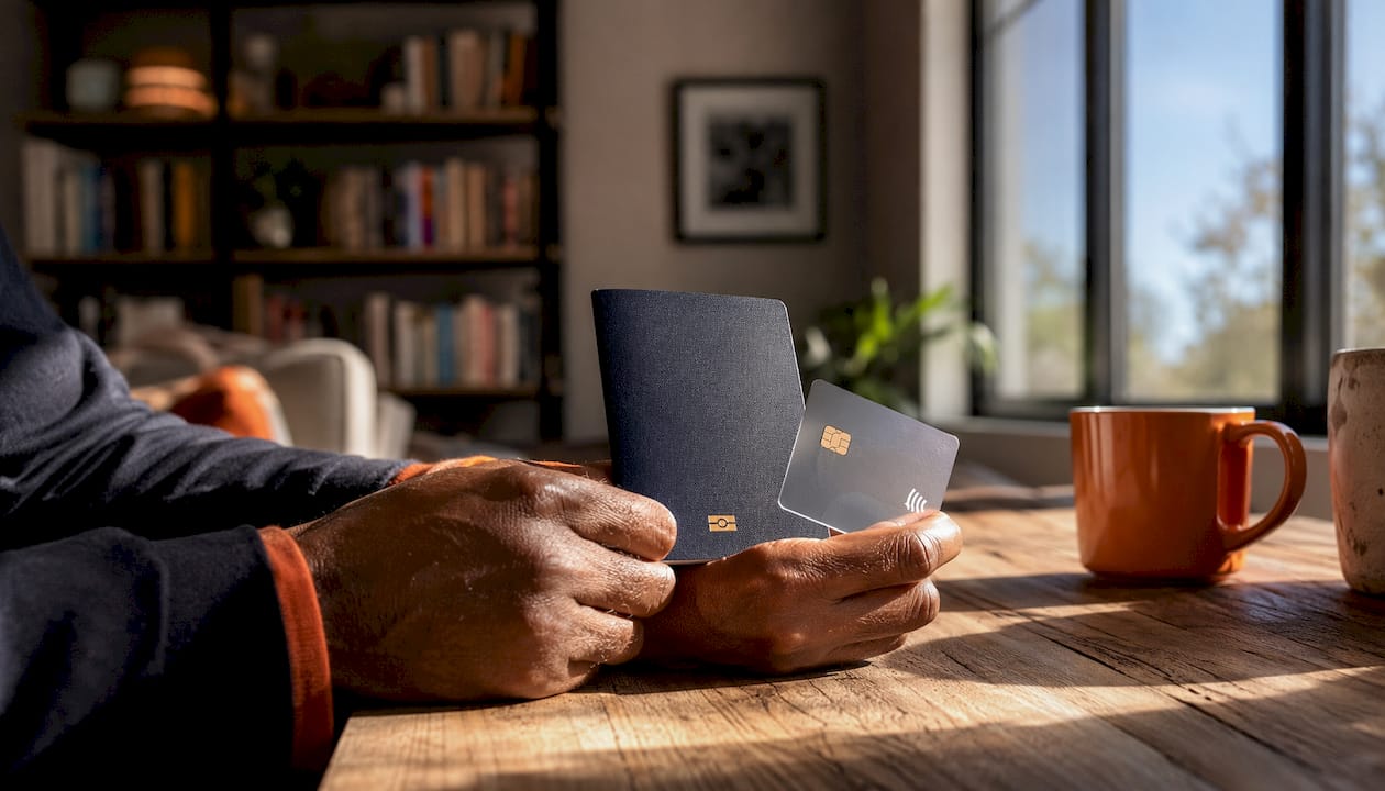 Close-up of passport and NEXUS card security features