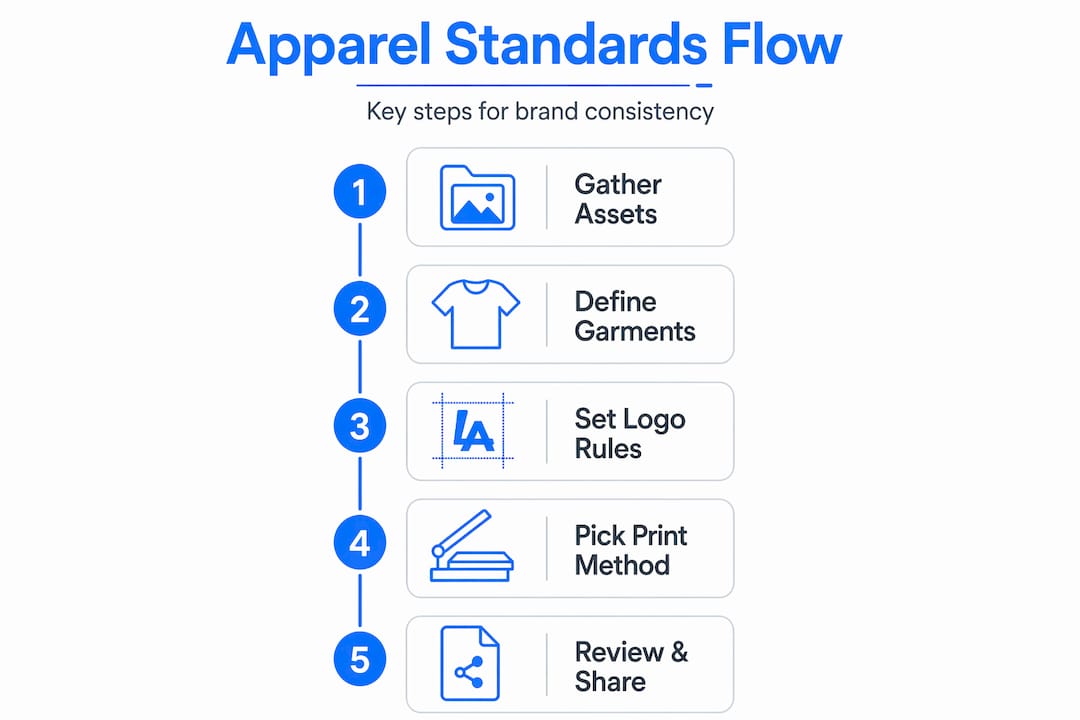 Infographic with key apparel branding process steps