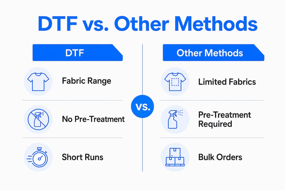 Infographic comparing DTF printing benefits