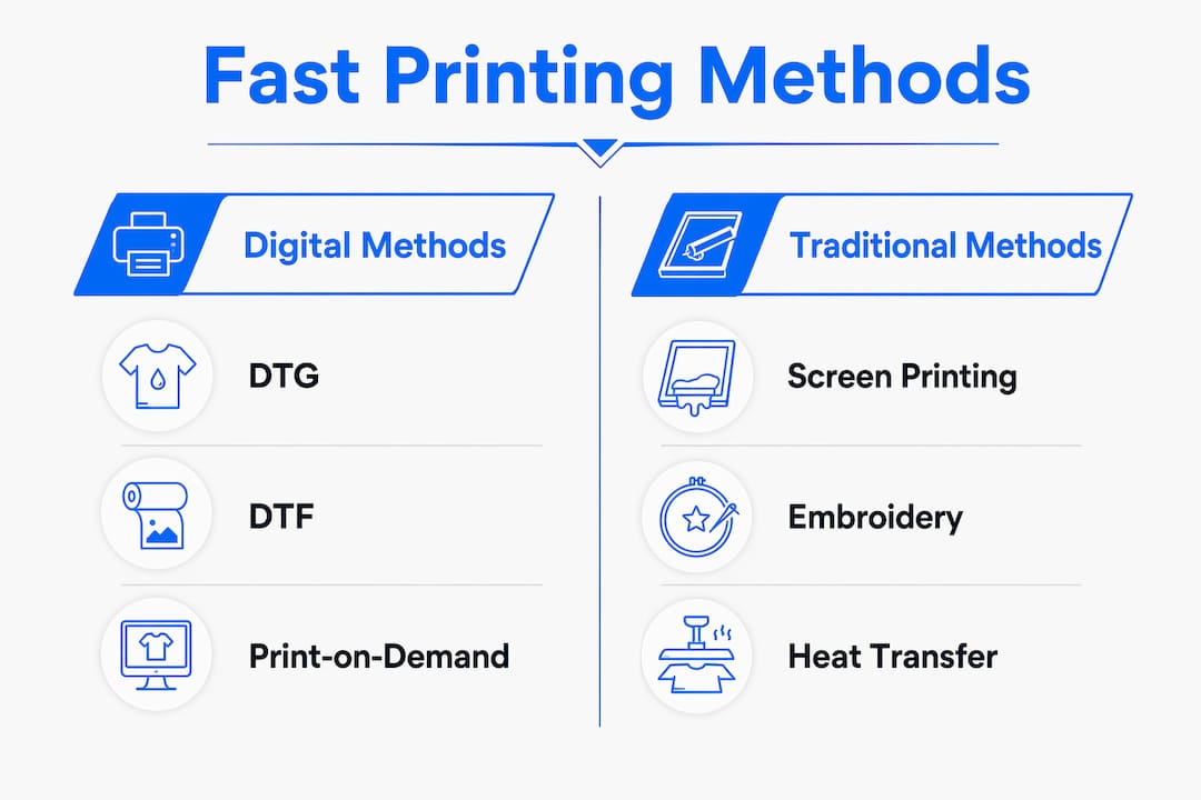 Infographic comparing fast printing methods