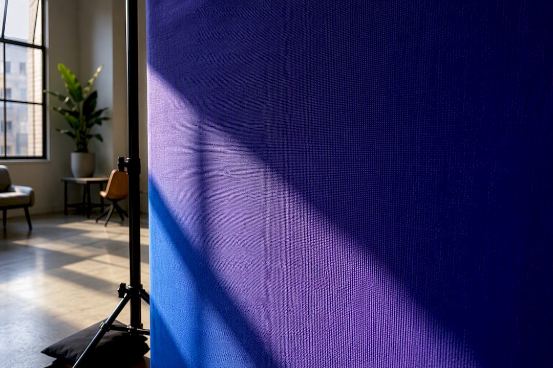 Close-up of matte fabric backdrop texture and tension