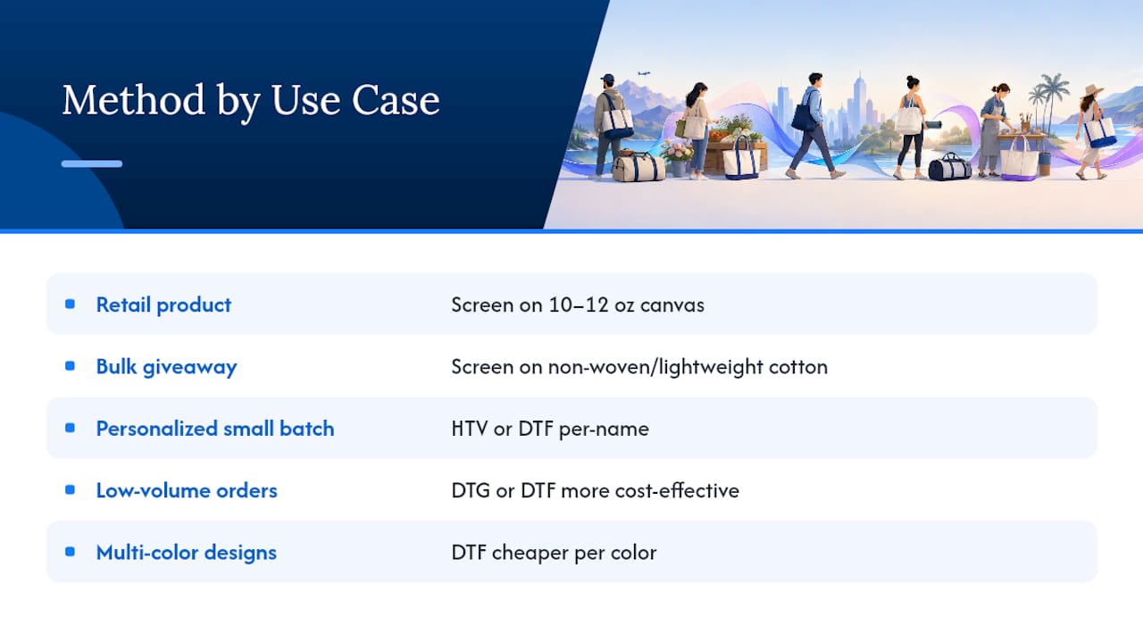 Comparison of printing methods by use case