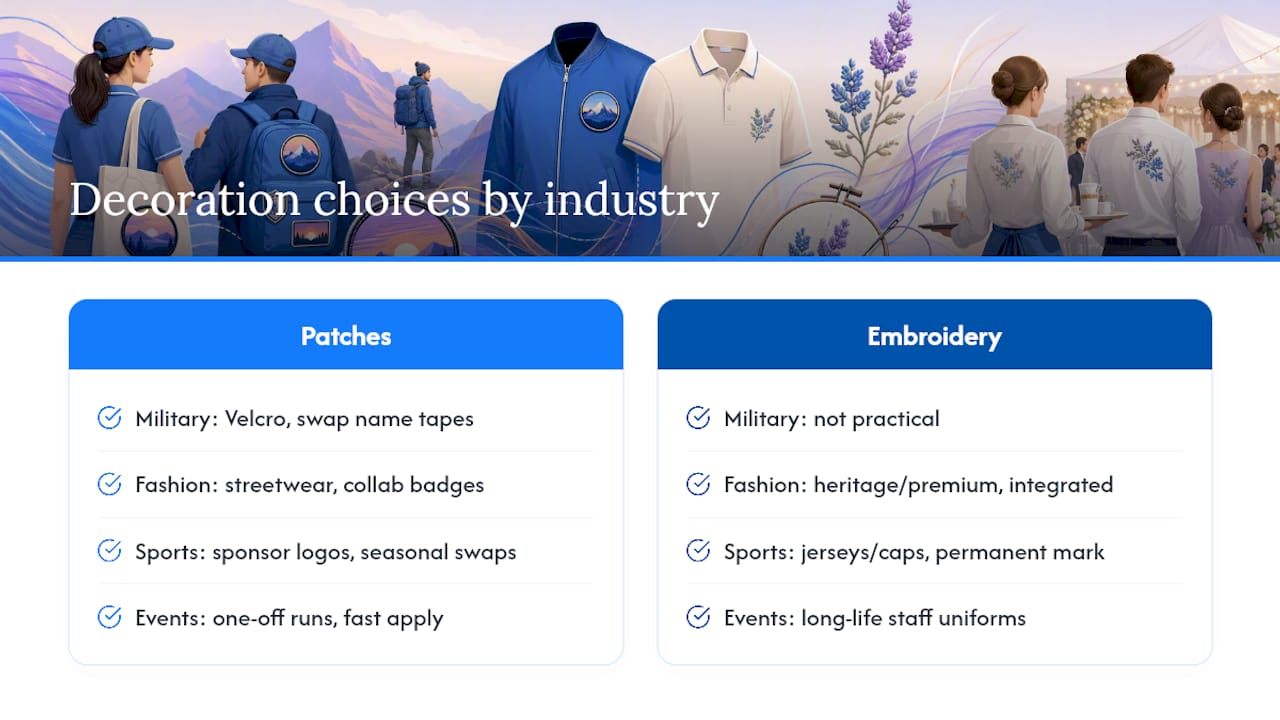 Industry use cases for patches and embroidery