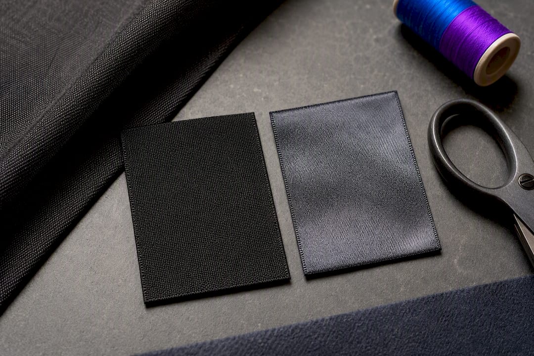 Damask and satin woven label textures