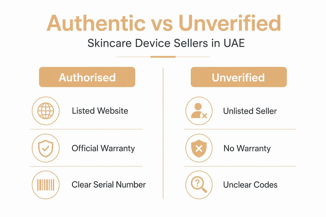 Infographic comparing authorised and unverified skincare sellers