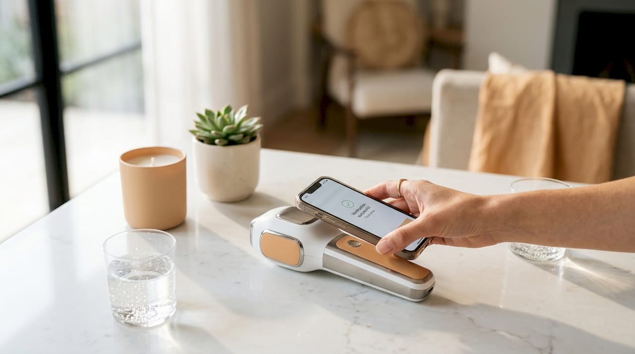 Hand verifying beauty tool with NFC and phone