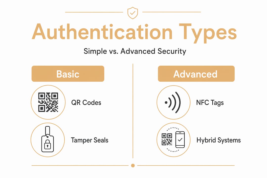 Infographic comparing basic and advanced authentication types