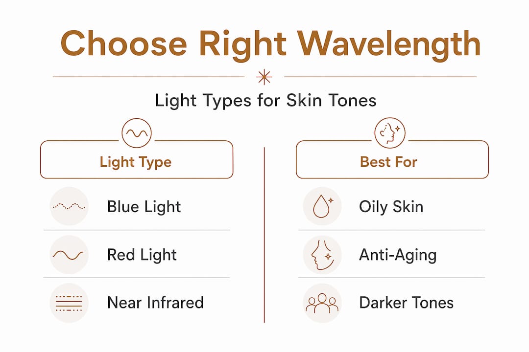 Infographic comparing light types for skin tones