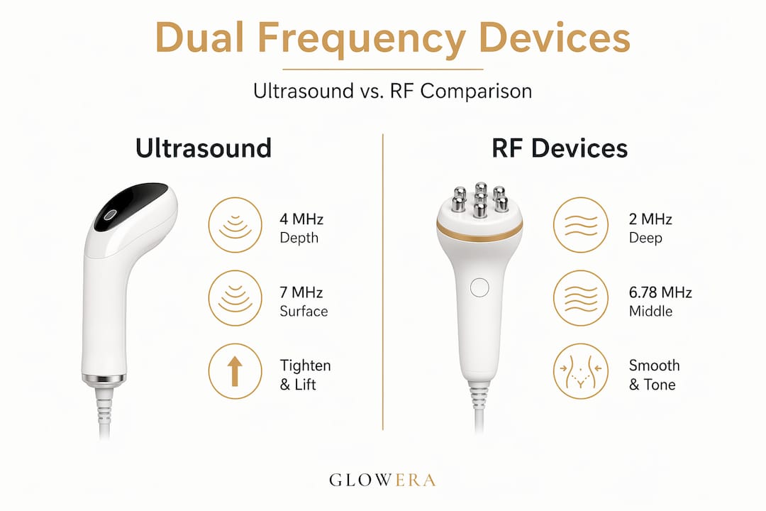 Infographic comparing ultrasound and RF dual frequency
