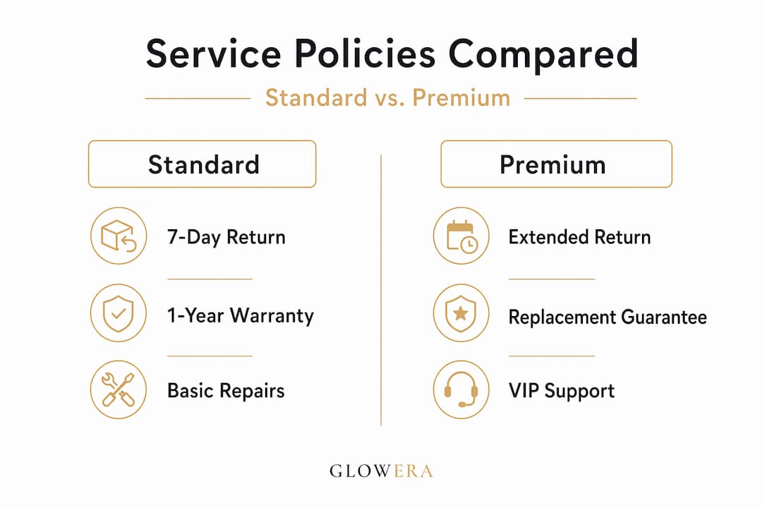 Infographic comparing standard and premium service