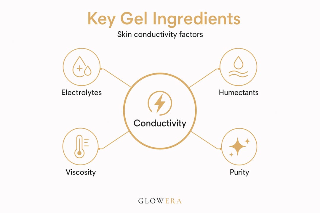 Infographic showing conductive gel ingredient hierarchy