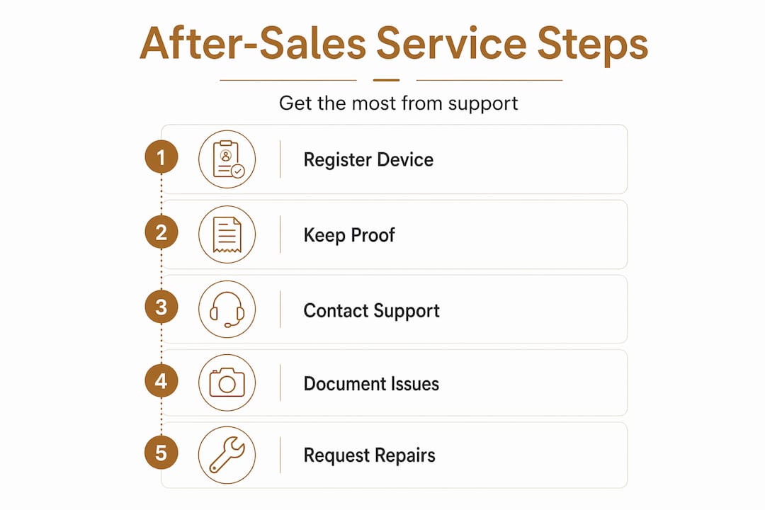 Infographic showing steps for after-sales service
