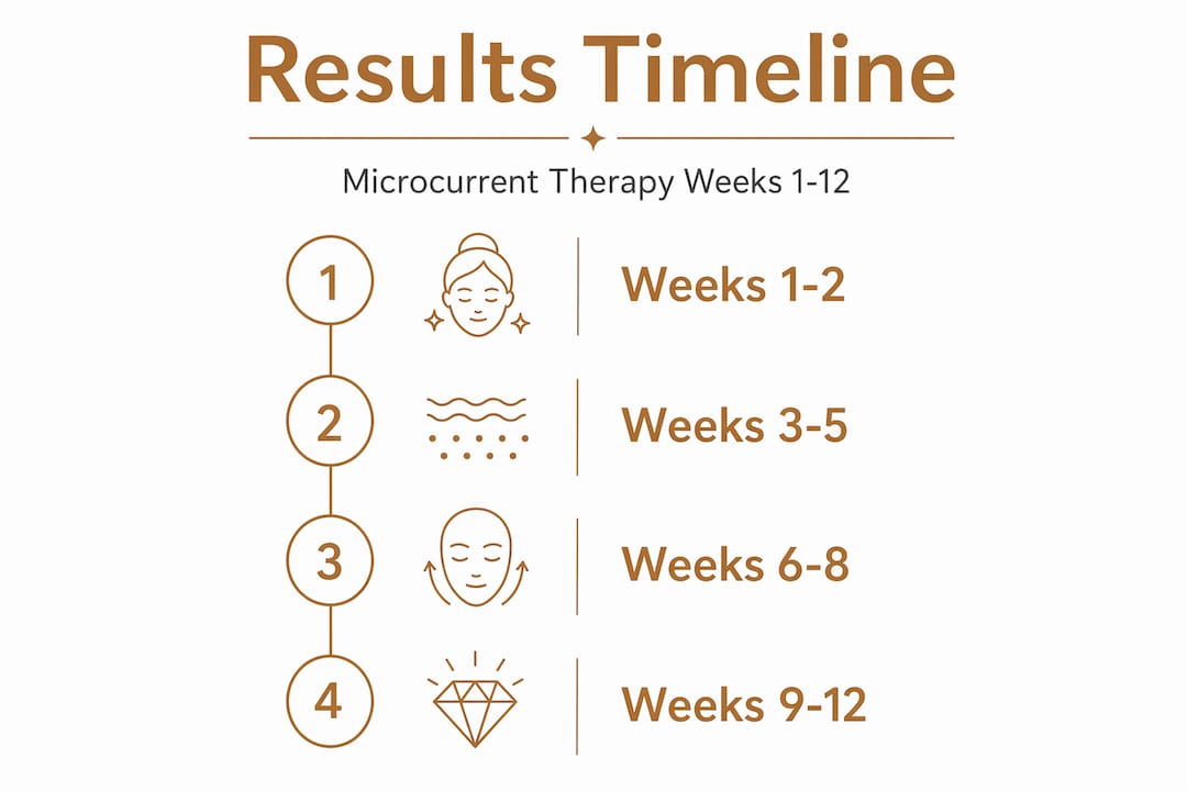 Infographic showing microcurrent therapy results timeline