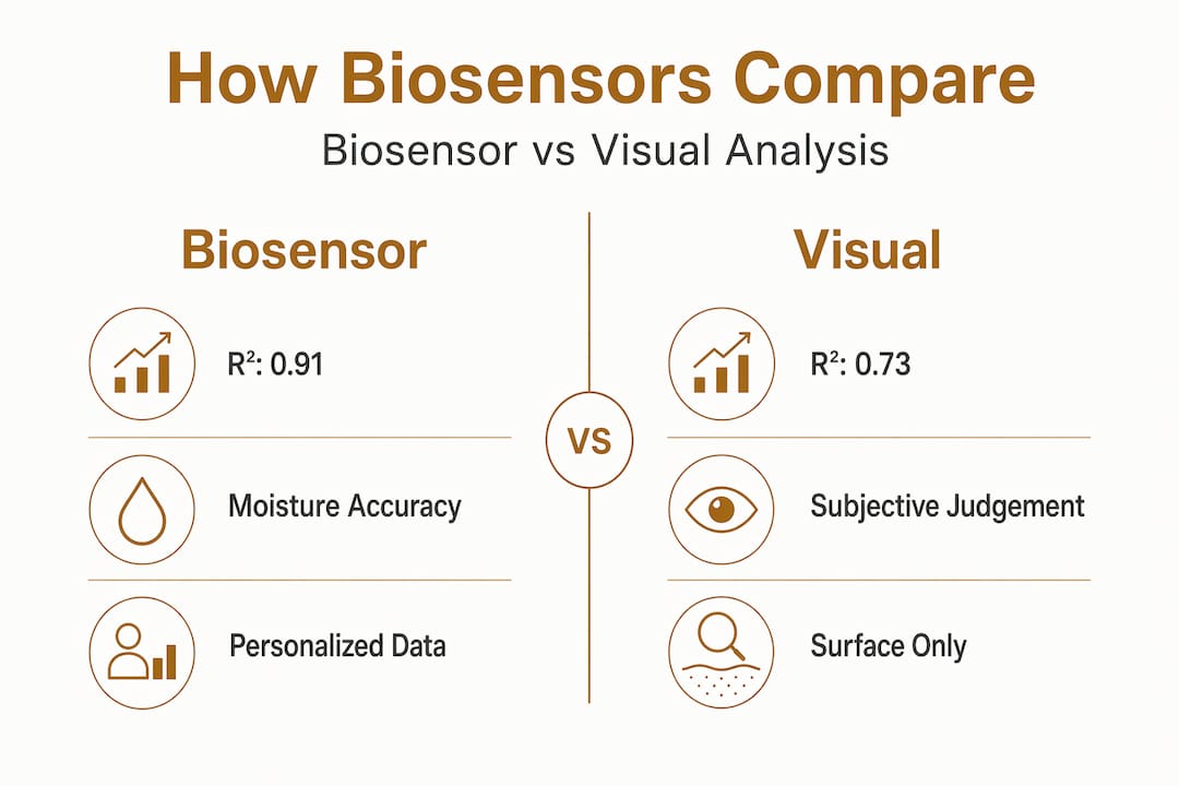 Infographic comparing biosensors and visual skin analysis