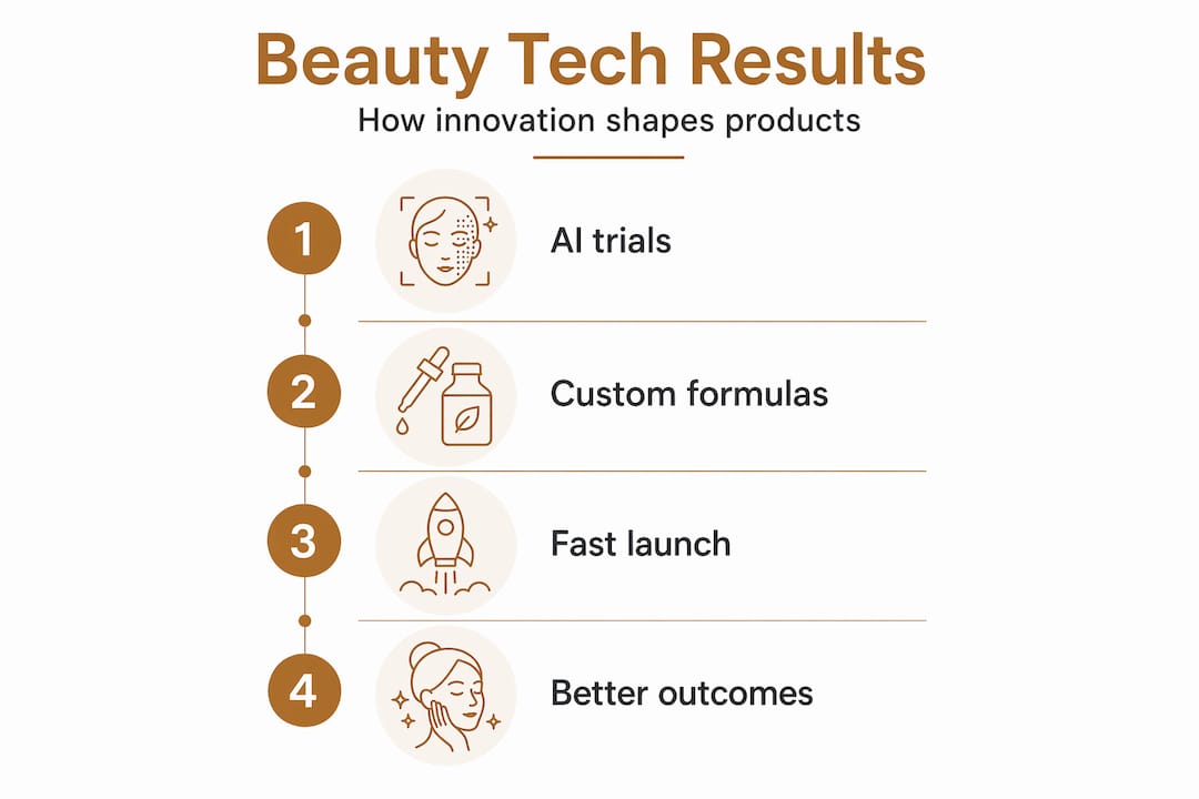 Infographic showing beauty tech innovation process flow