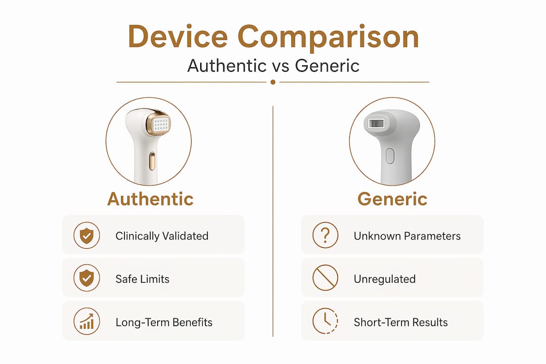 Infographic comparing authentic and generic devices