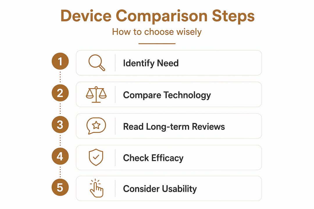 Infographic of beauty device comparison steps