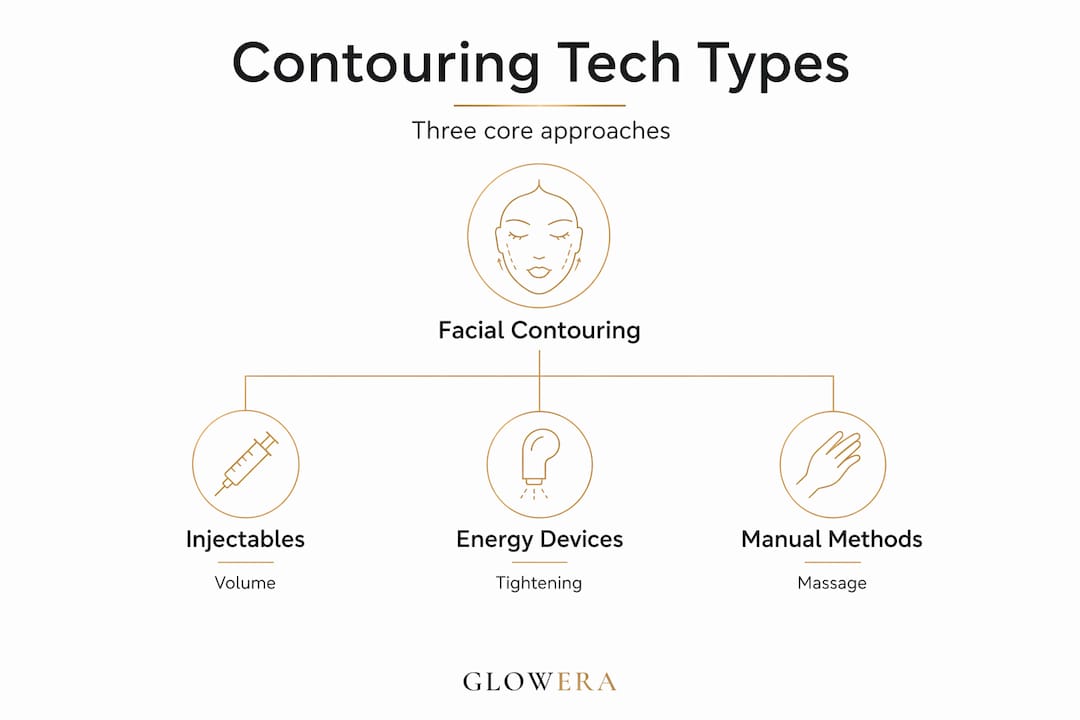 Hierarchy infographic of facial contouring technology types