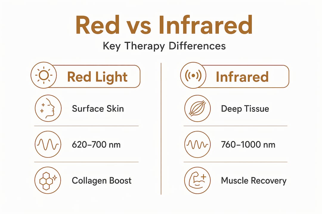 Infographic comparing red and infrared therapy