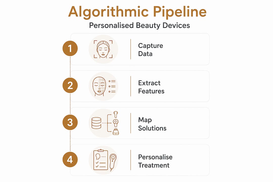 Infographic showing four algorithm pipeline steps