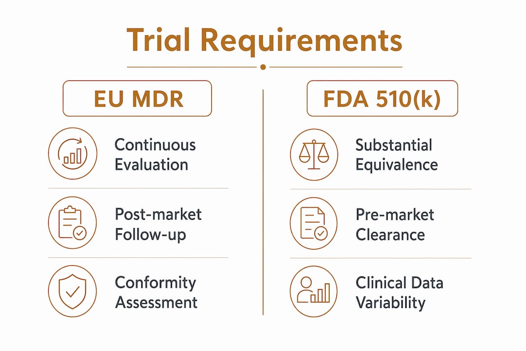 Infographic comparing EU and FDA clinical trial requirements
