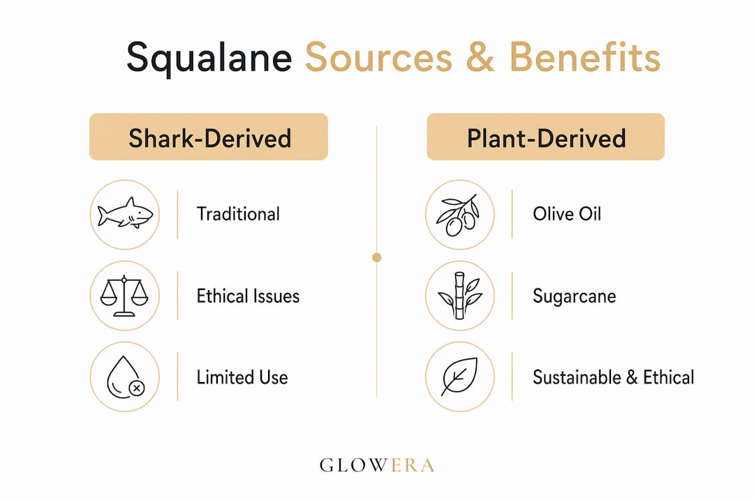 Infographic comparing shark vs plant squalane sources