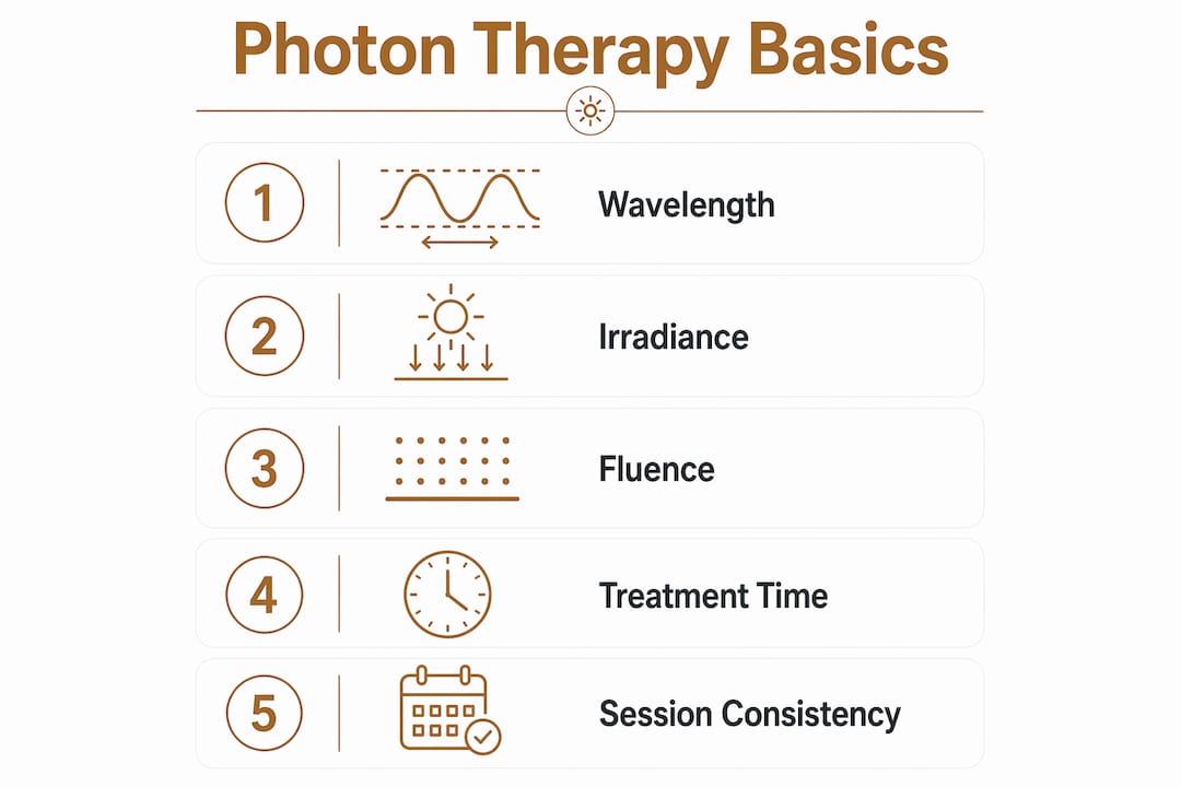 Infographic outlining photon therapy treatment parameters