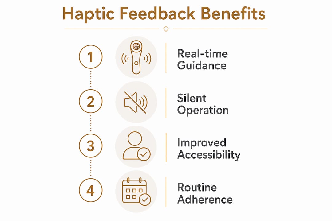 Infographic outlining benefits of haptic feedback devices