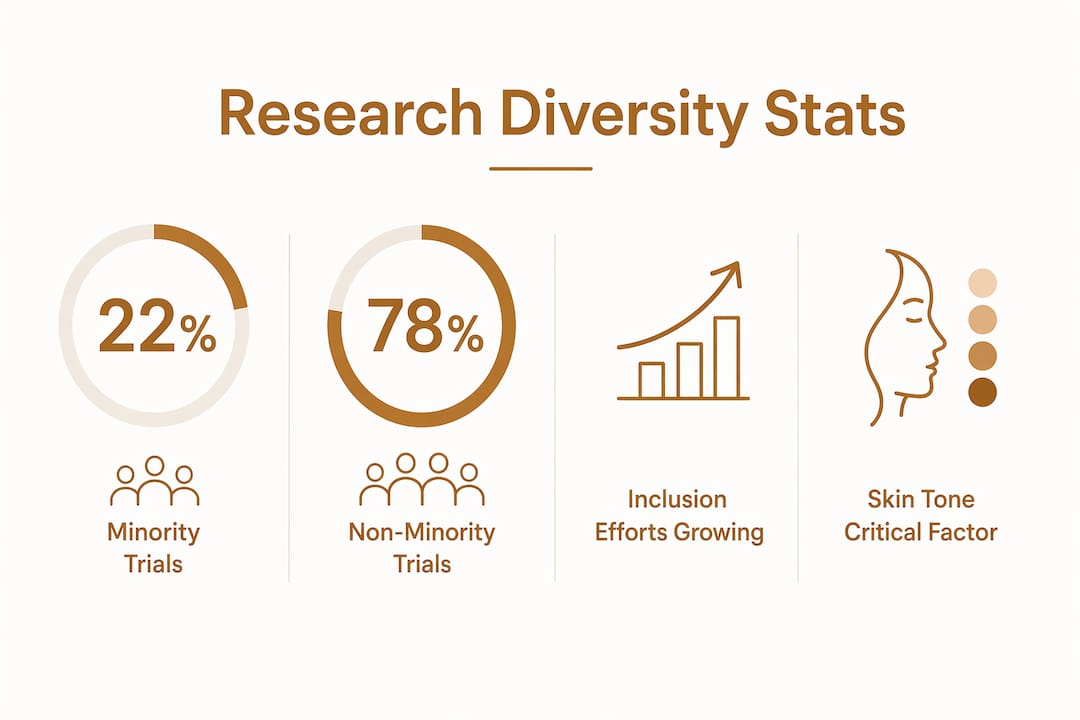 Infographic showing dermatological research diversity statistics