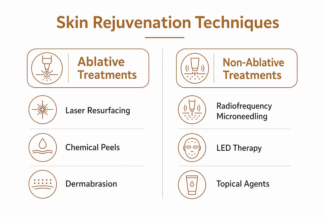 Infographic comparing skin rejuvenation treatment types