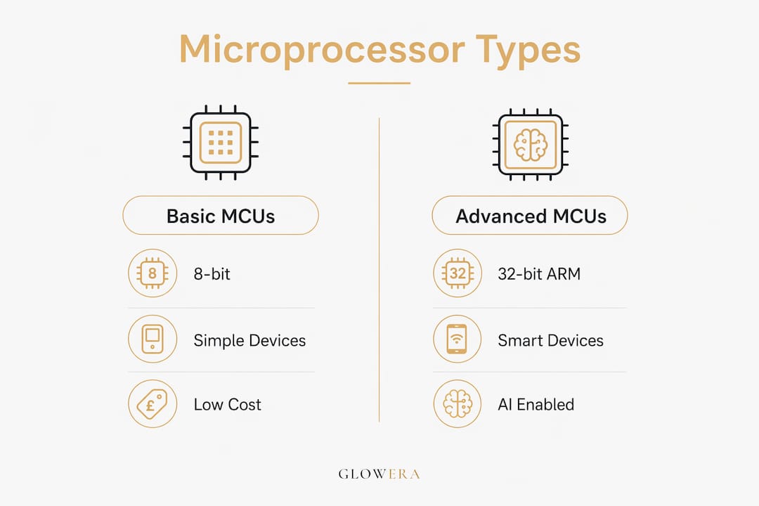 Infographic comparing microprocessor types in beauty devices