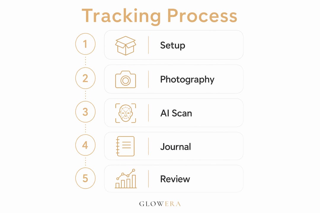 Infographic showing skincare progress tracking steps