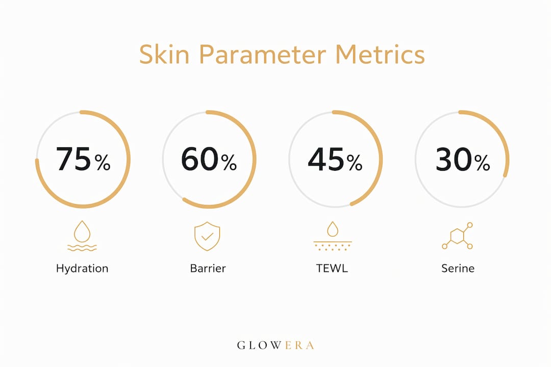 Infographic of skin health metrics measured by devices