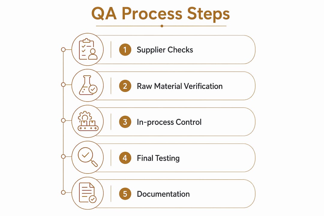 Infographic illustrating quality assurance steps in beauty tech