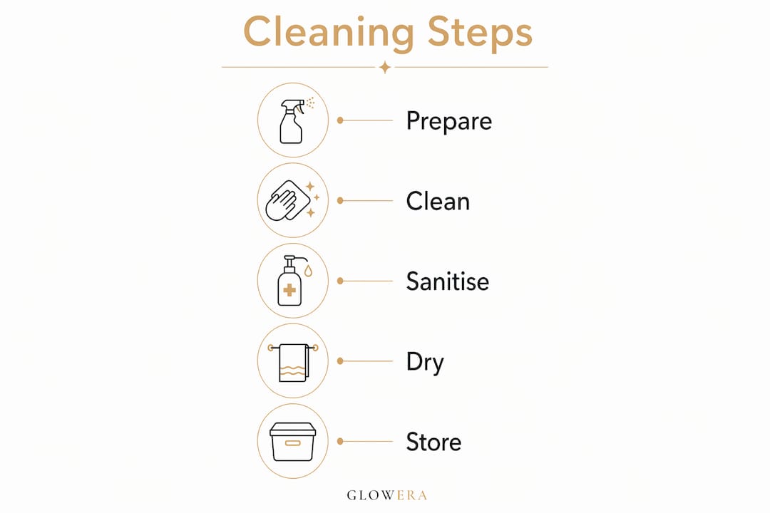 Infographic depicting step-by-step cleaning process