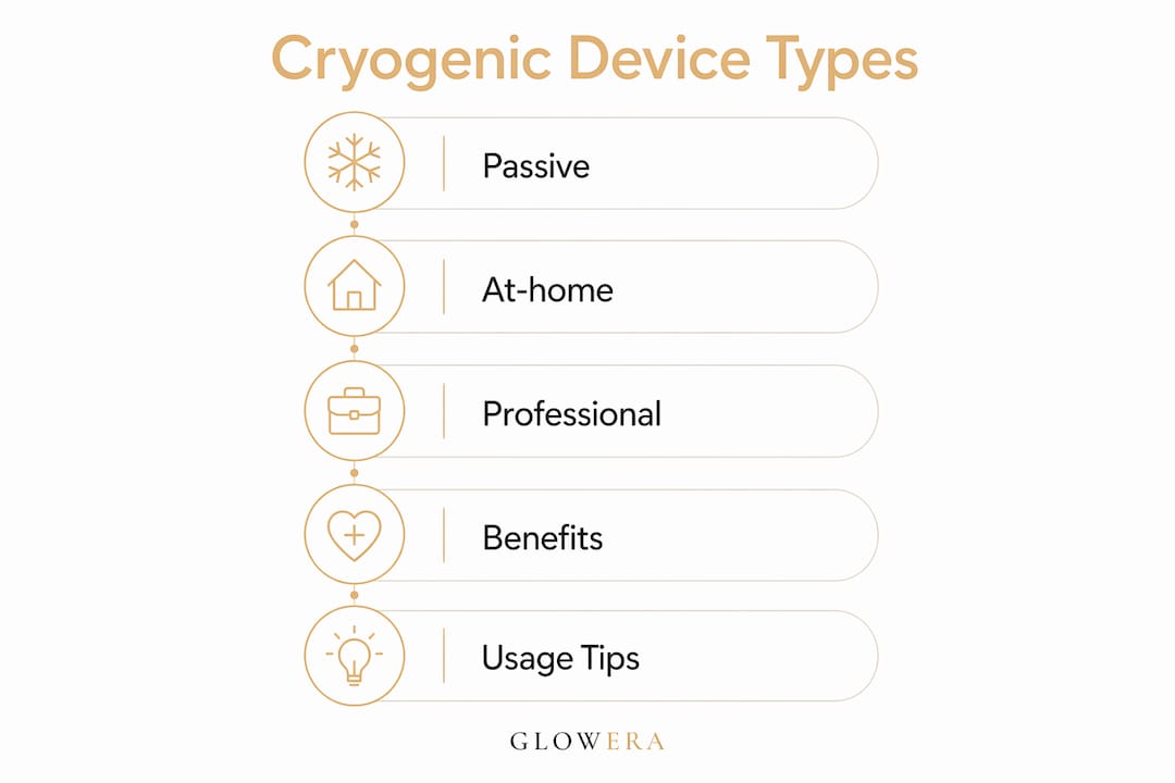 Infographic illustrating types and benefits of cryogenic devices