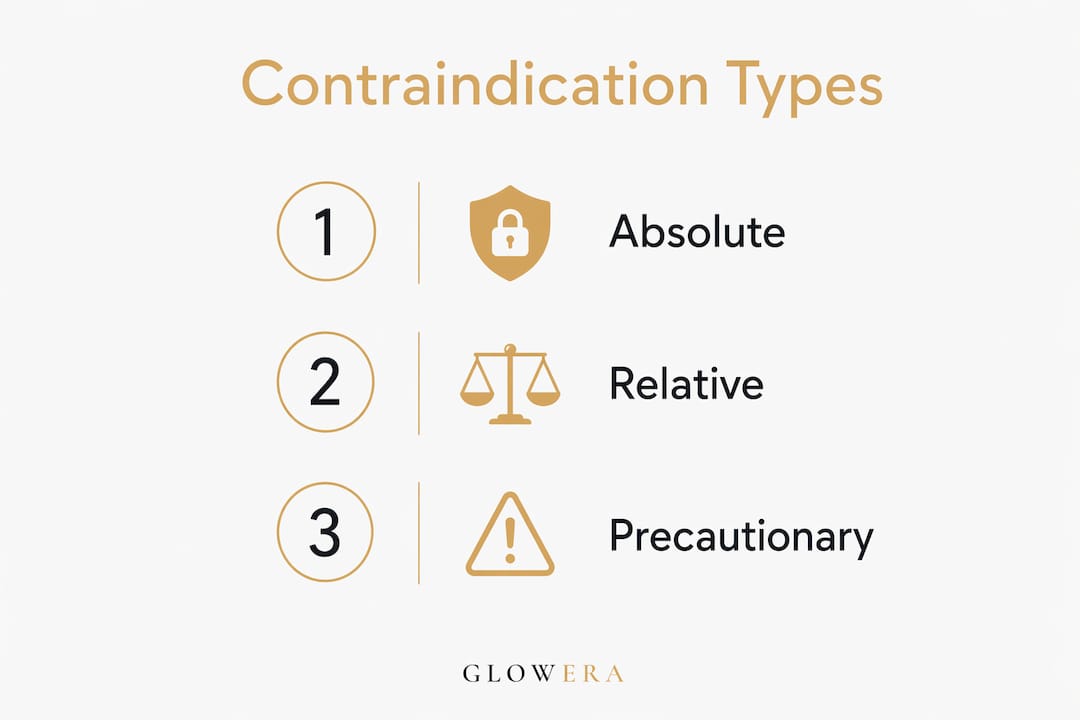 Infographic showing three types of beauty device contraindications