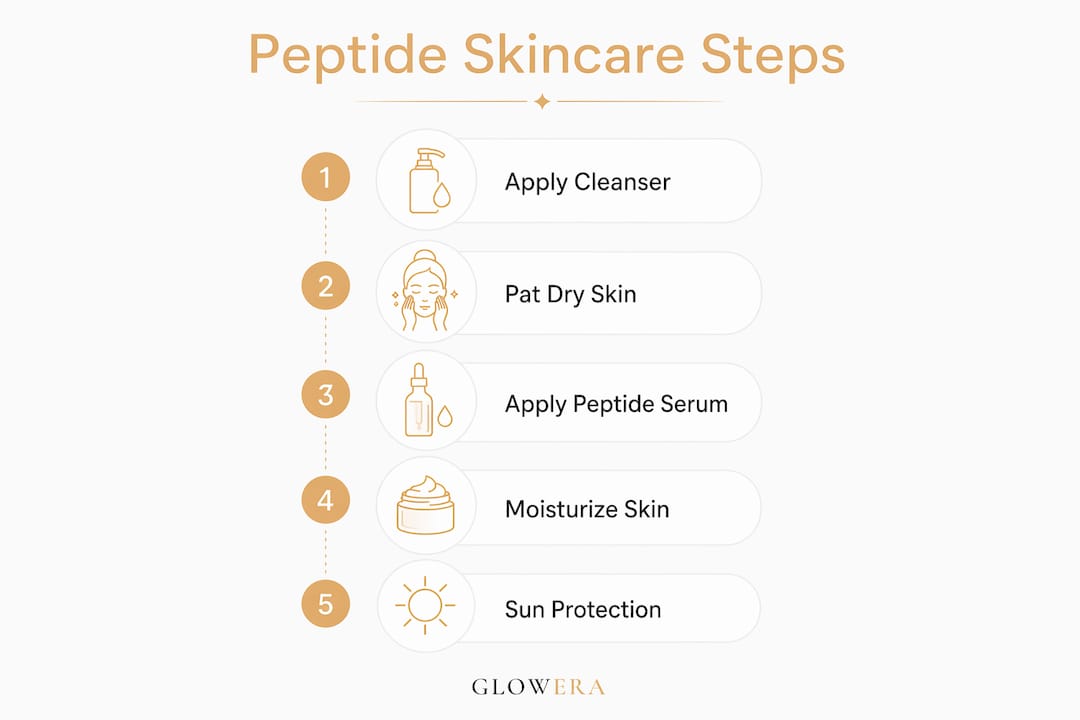 Infographic outlining peptide skincare application steps