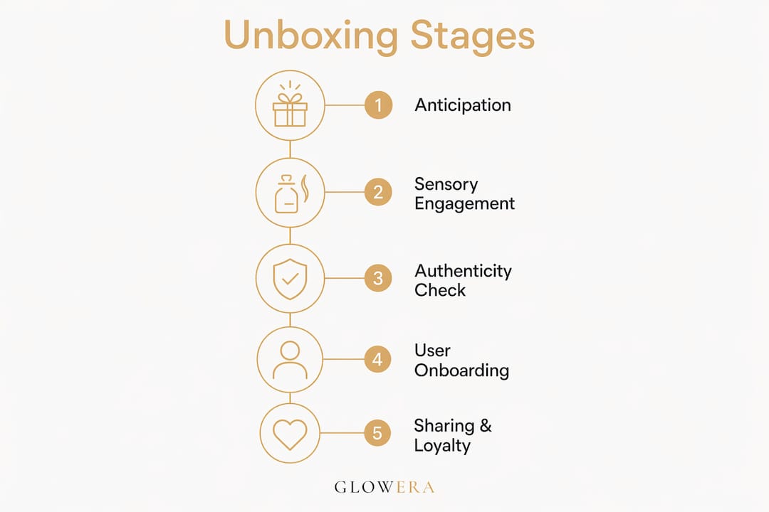Infographic depicting stages of premium beauty tech unboxing