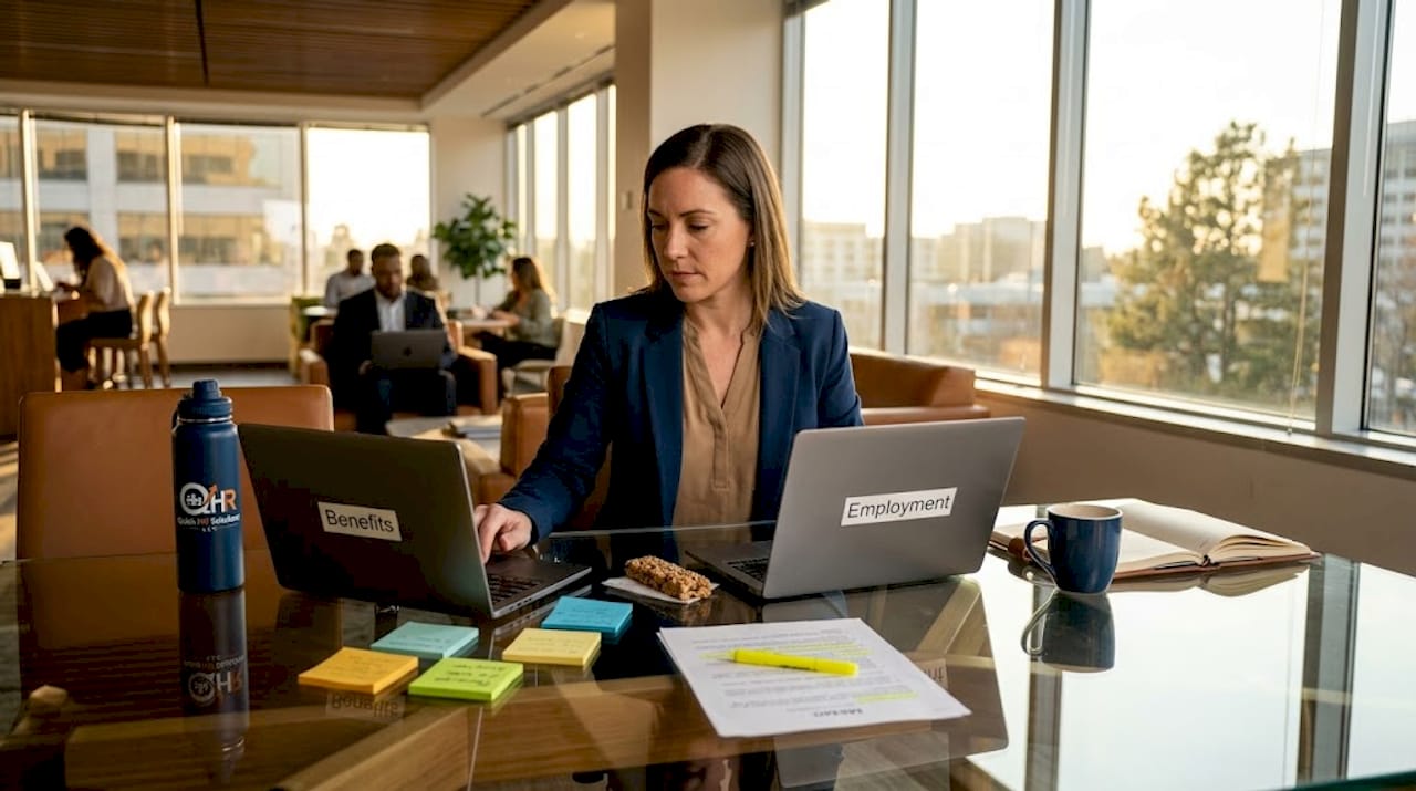 HR staff balancing benefits and employment work