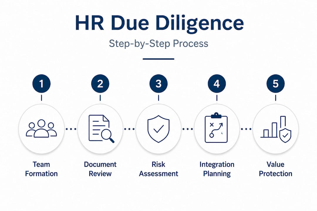 Infographic showing HR due diligence process steps