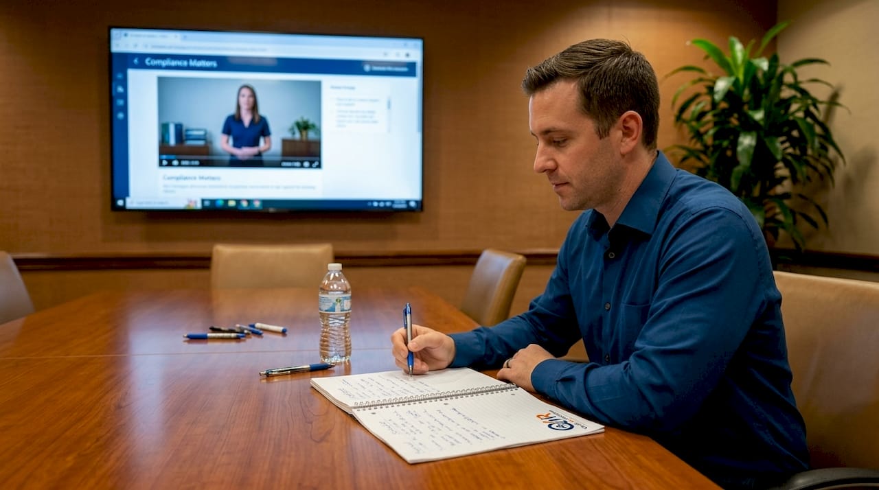 Employee attends HR compliance training session