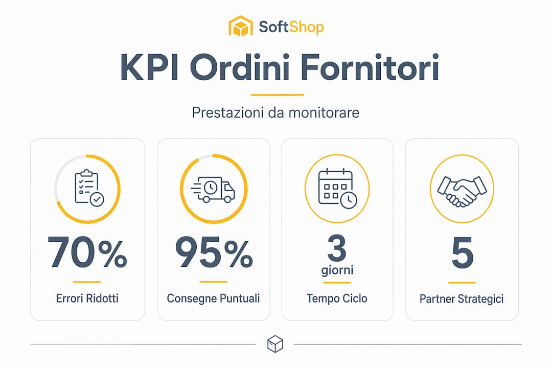 Infografica con i principali indicatori di performance per il monitoraggio degli ordini