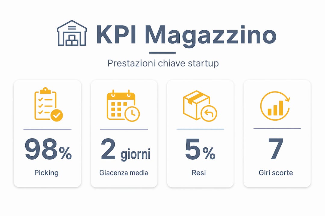 Infografica sui principali indicatori di performance per la gestione del magazzino nelle startup