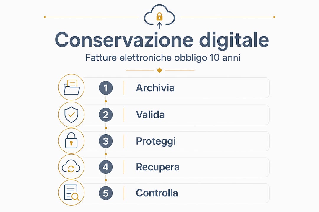 Infografica sulla conservazione digitale delle fatture elettroniche